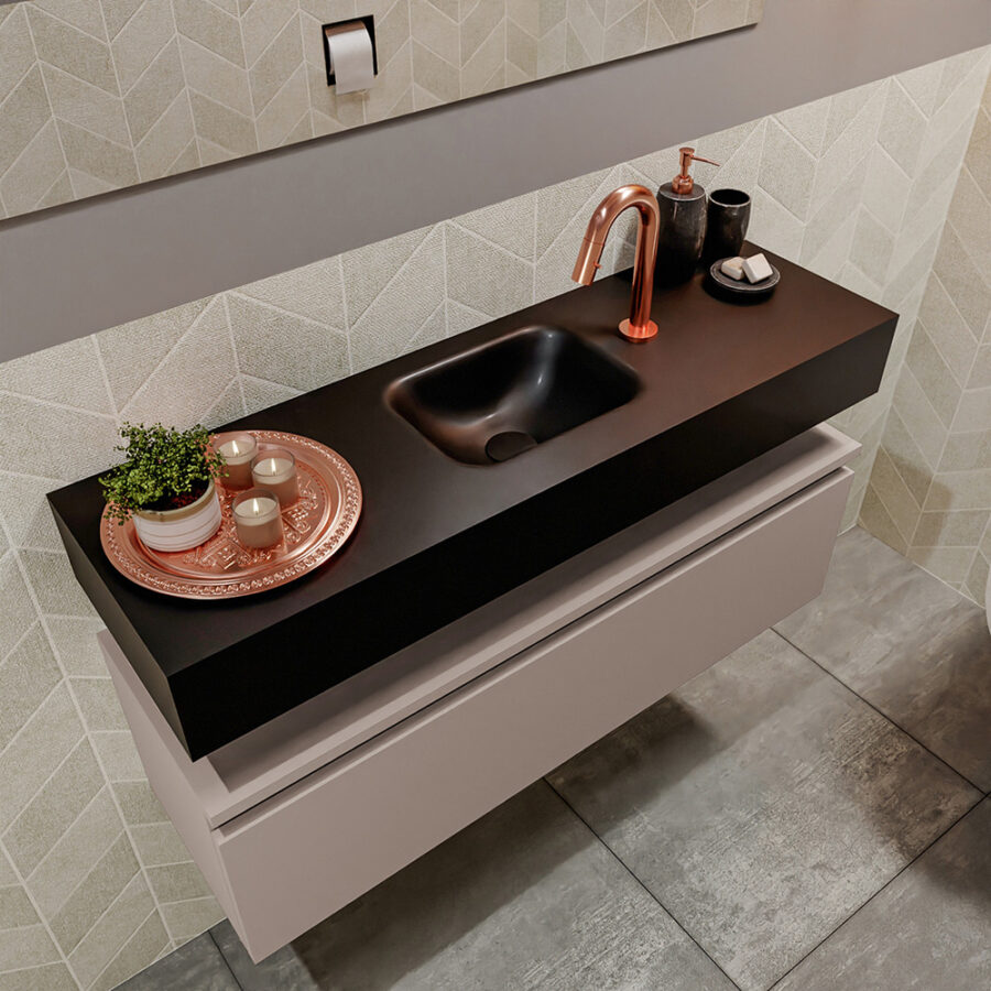 MONDIAZ ANDOR 100cm toiletmeubel smoke. LEX 100cm wastafel urban positie midden. Met 1 kraangat - Afbeelding 2