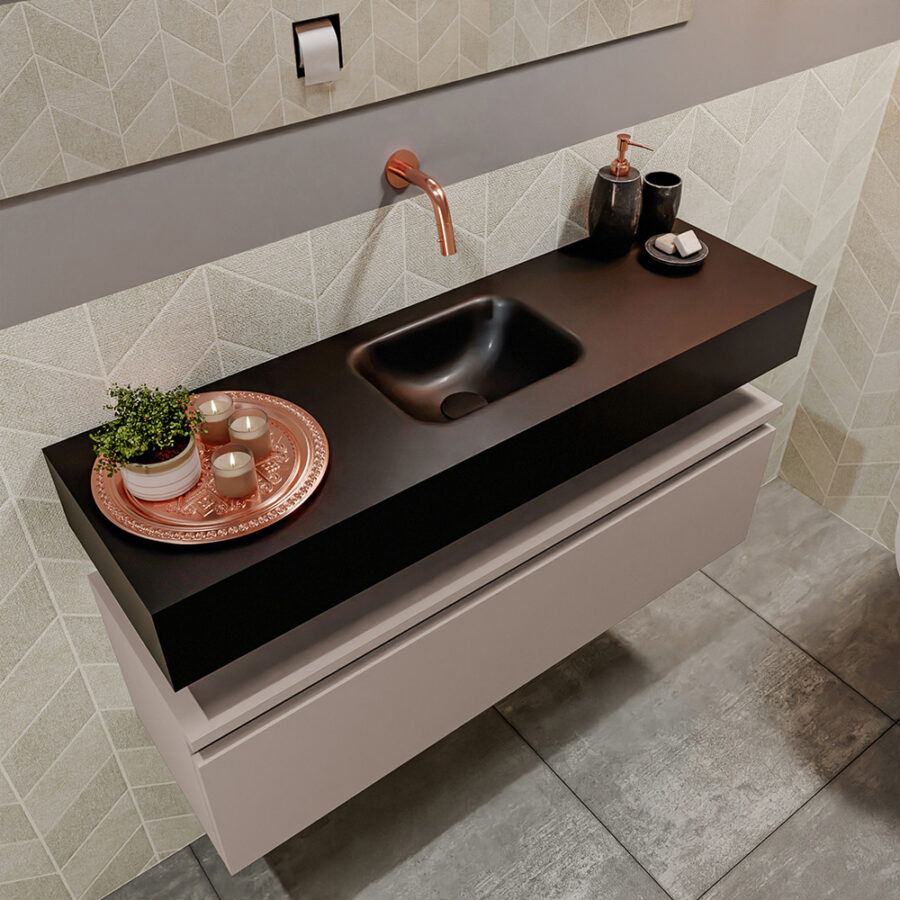 MONDIAZ ANDOR 100cm toiletmeubel smoke. LEX 100cm wastafel urban positie midden. Zonder kraangat - Afbeelding 2