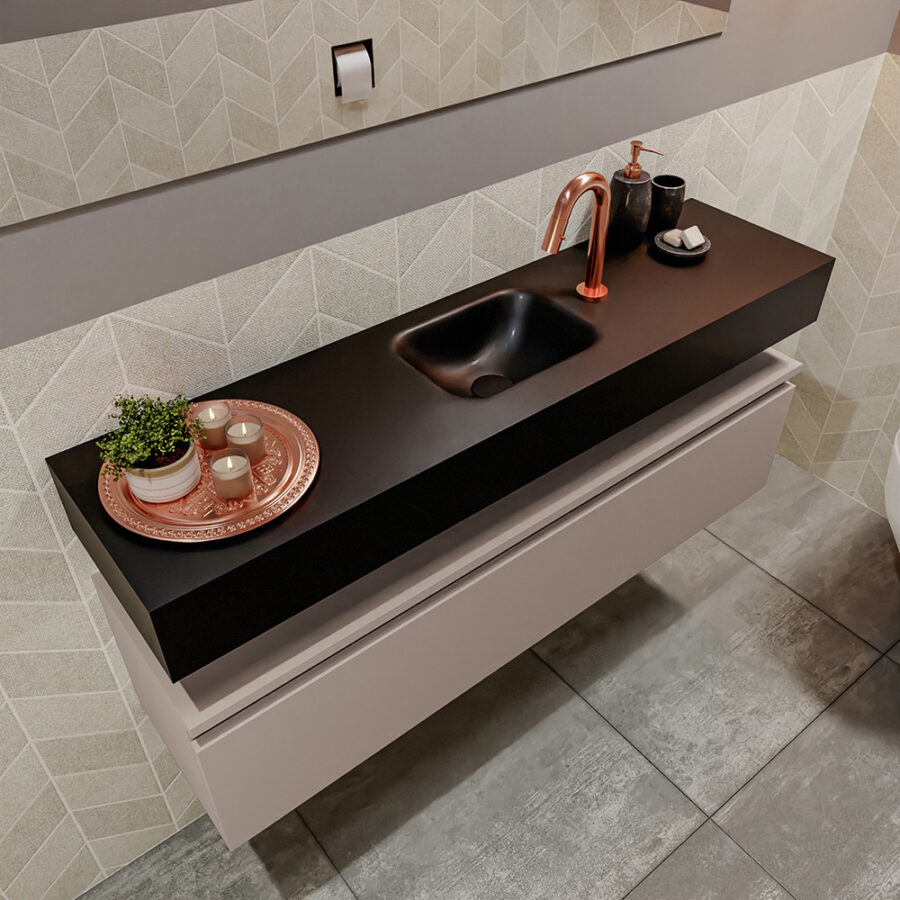 MONDIAZ ANDOR 120cm toiletmeubel smoke. LEX 120cm wastafel urban positie midden. Met 1 kraangat - Afbeelding 2