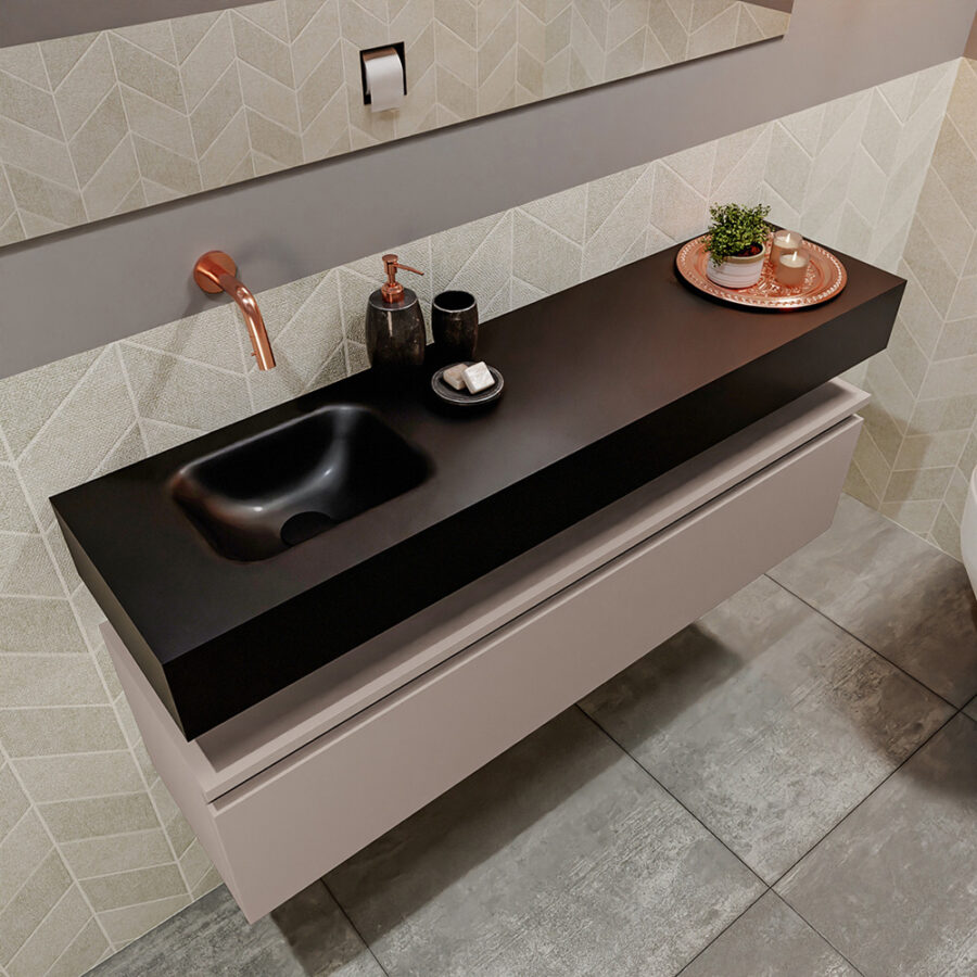 MONDIAZ ANDOR 120cm toiletmeubel smoke. LEX 120cm wastafel urban positie links. Zonder kraangat - Afbeelding 2