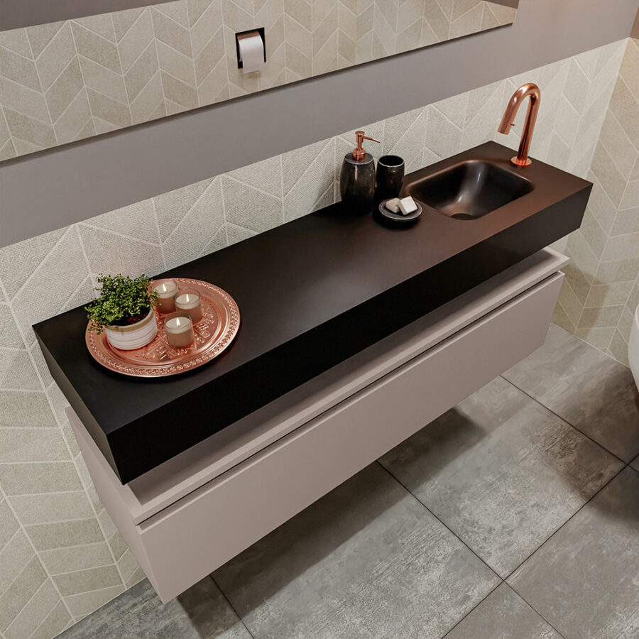 MONDIAZ ANDOR 120cm toiletmeubel smoke. LEX 120cm wastafel urban positie rechts. Met 1 kraangat - Afbeelding 2