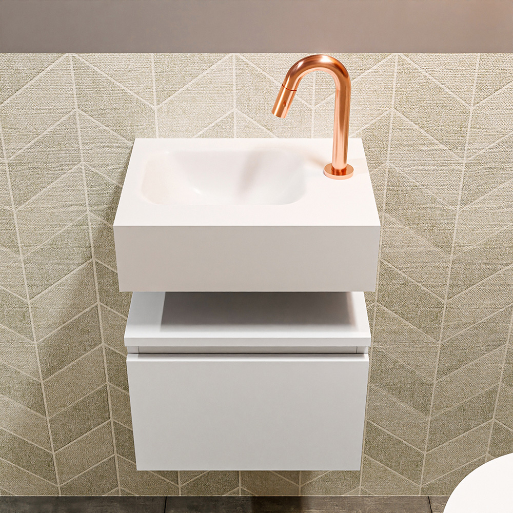 MONDIAZ ANDOR 40cm toiletmeubel talc. LEX 40cm wastafel talc positie links. Met 1 kraangat - Afbeelding 3