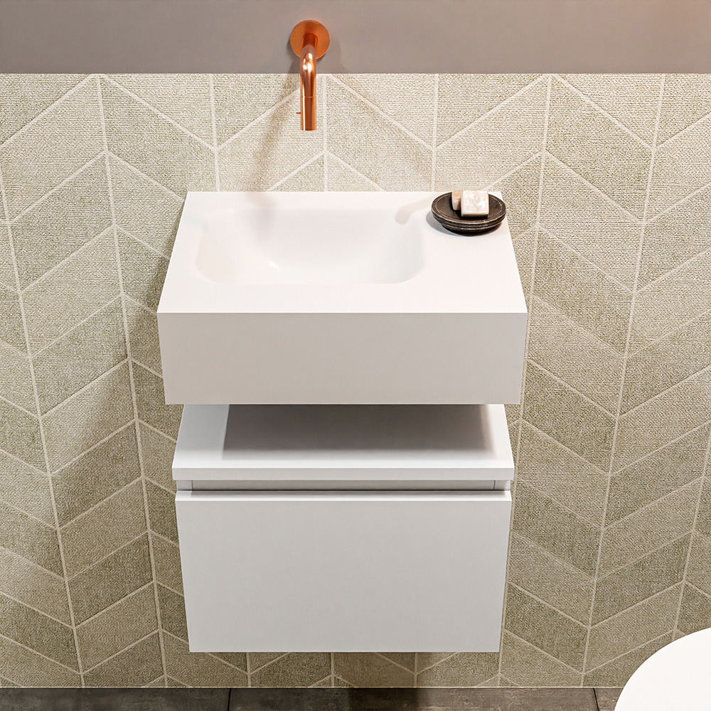 MONDIAZ ANDOR 40cm toiletmeubel talc. LEX 40cm wastafel talc positie links. Zonder kraangat - Afbeelding 3