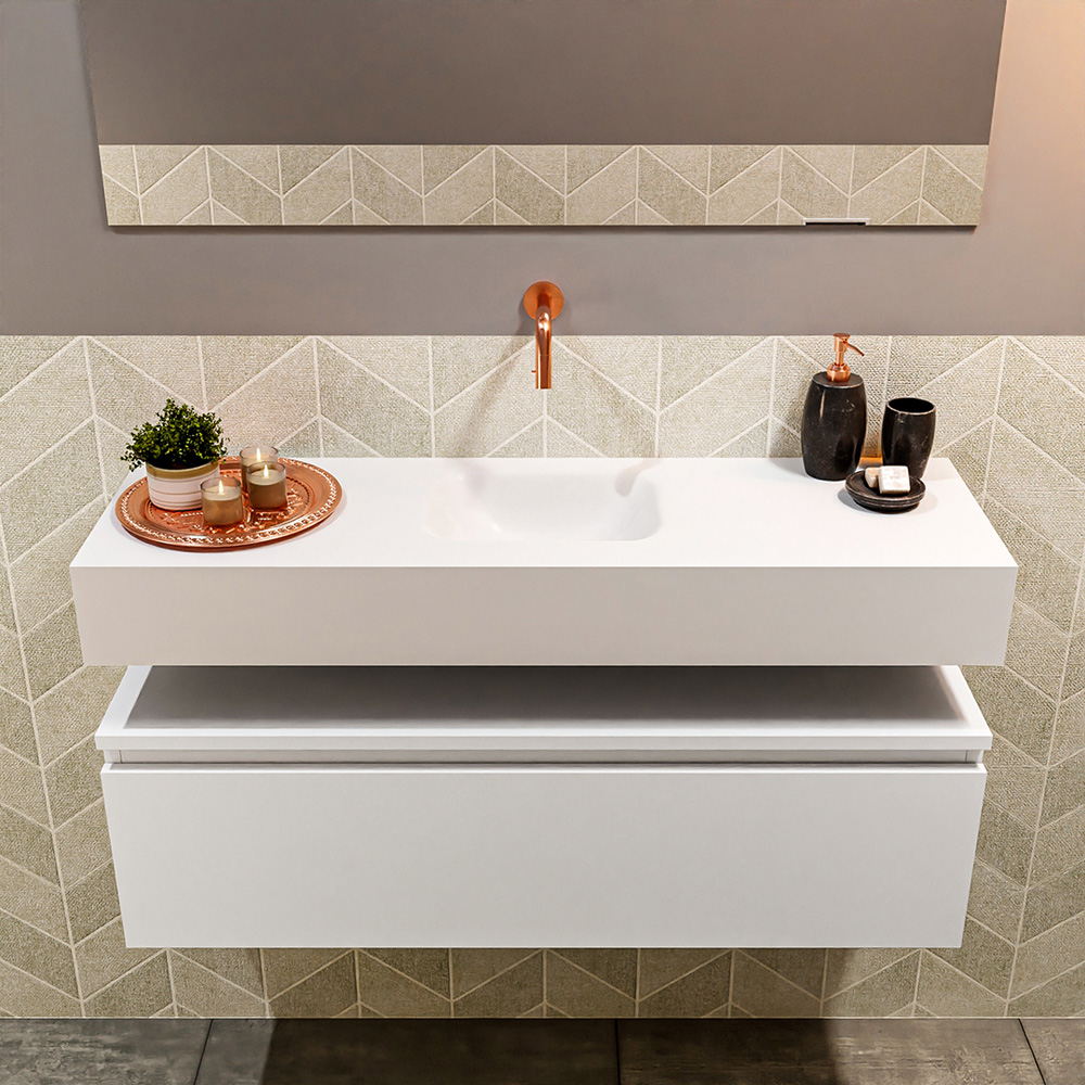 MONDIAZ ANDOR 100cm toiletmeubel talc. LEX 100cm wastafel talc positie midden. Zonder kraangat - Afbeelding 3