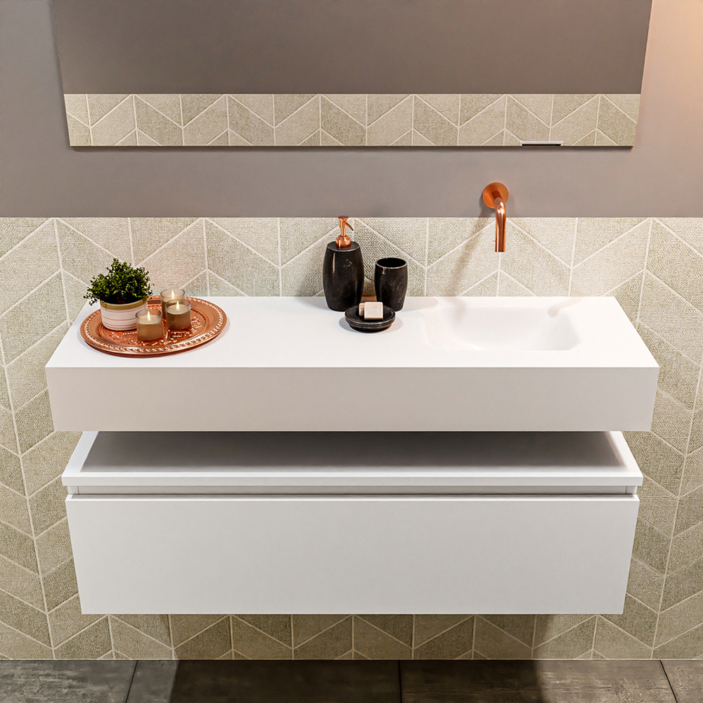 MONDIAZ ANDOR 100cm toiletmeubel talc. LEX 100cm wastafel talc positie rechts. Zonder kraangat - Afbeelding 3