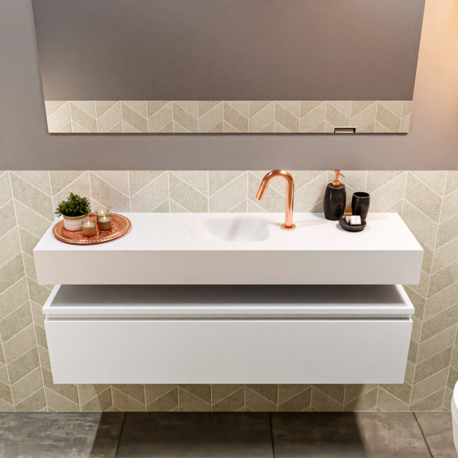 MONDIAZ ANDOR 120cm toiletmeubel talc. LEX 120cm wastafel talc positie midden. Met 1 kraangat - Afbeelding 3