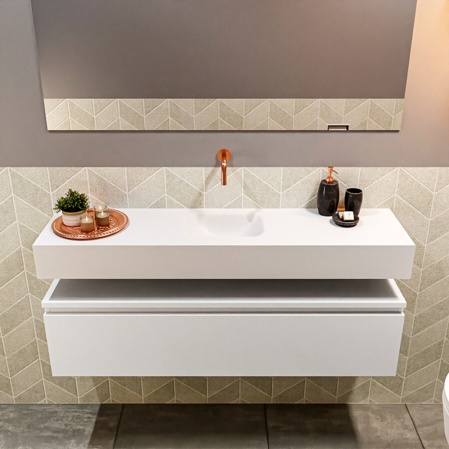 MONDIAZ ANDOR 120cm toiletmeubel talc. LEX 120cm wastafel talc positie midden. Zonder kraangat - Afbeelding 3