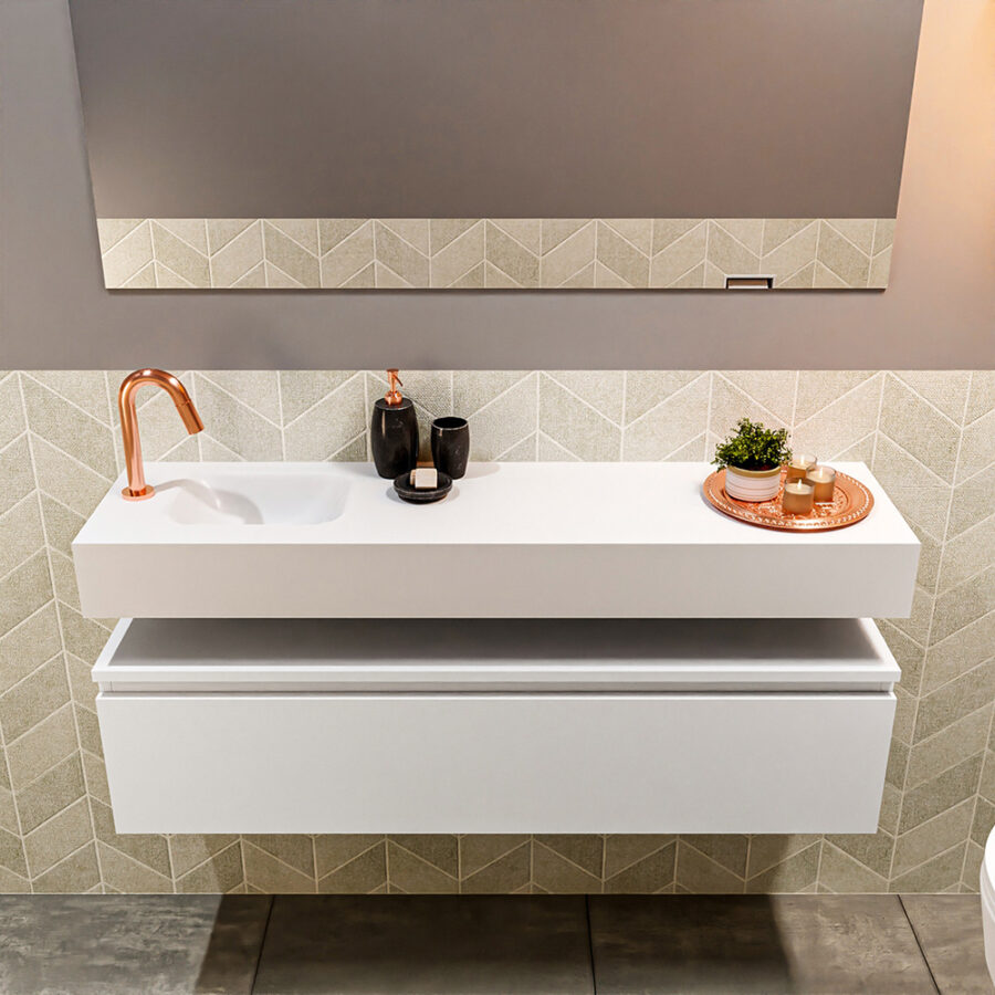 MONDIAZ ANDOR 120cm toiletmeubel talc. LEX 120cm wastafel talc positie links. Met 1 kraangat - Afbeelding 3