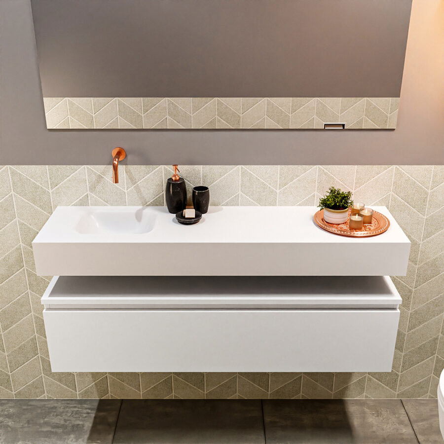 MONDIAZ ANDOR 120cm toiletmeubel talc. LEX 120cm wastafel talc positie links. Zonder kraangat - Afbeelding 3