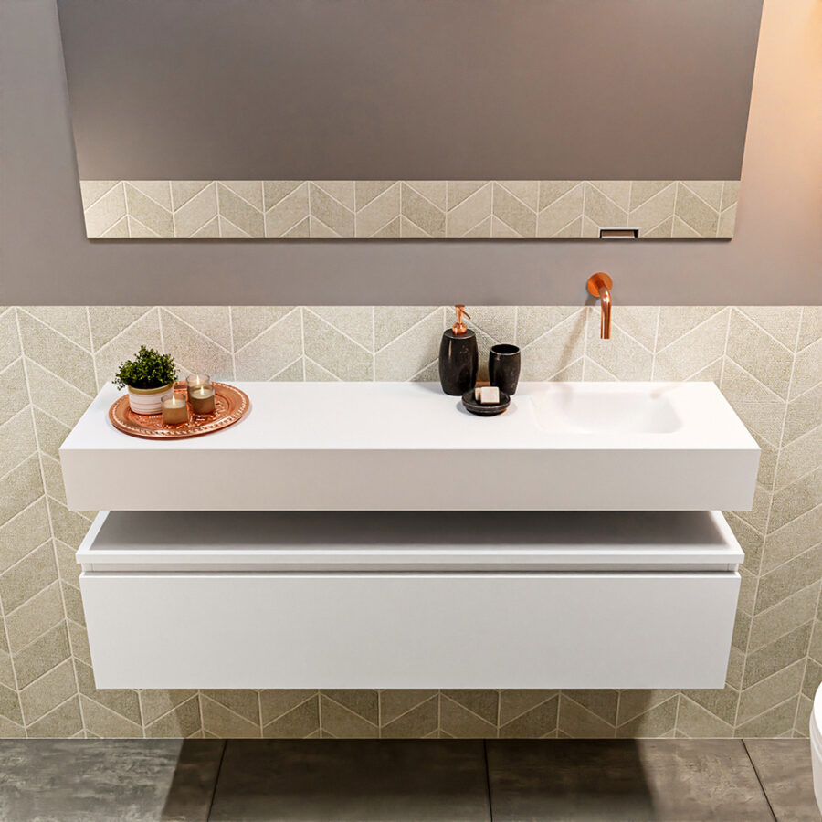 MONDIAZ ANDOR 120cm toiletmeubel talc. LEX 120cm wastafel talc positie rechts. Zonder kraangat - Afbeelding 3
