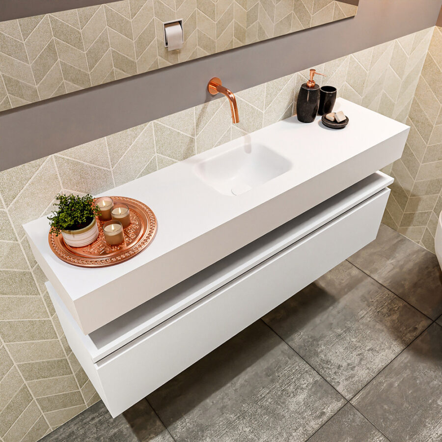 MONDIAZ ANDOR 120cm toiletmeubel talc. LEX 120cm wastafel talc positie midden. Zonder kraangat - Afbeelding 2