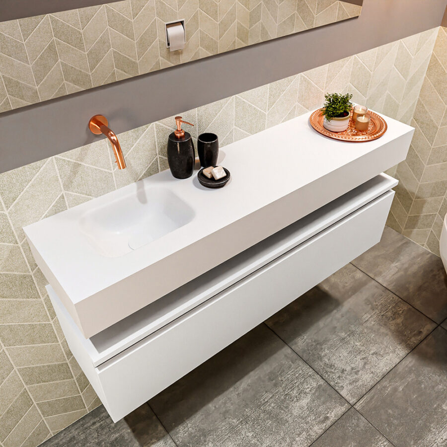 MONDIAZ ANDOR 120cm toiletmeubel talc. LEX 120cm wastafel talc positie links. Zonder kraangat - Afbeelding 2