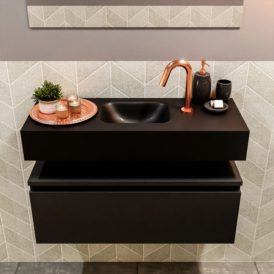 MONDIAZ ANDOR 80cm toiletmeubel urban. LEX 80cm wastafel urban positie midden. Met 1 kraangat - Afbeelding 3