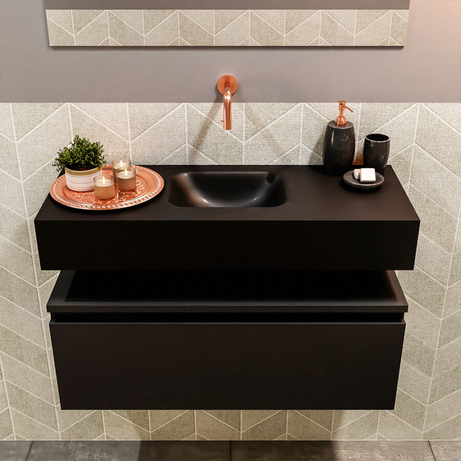 MONDIAZ ANDOR 80cm toiletmeubel urban. LEX 80cm wastafel urban positie midden. Zonder kraangat - Afbeelding 3