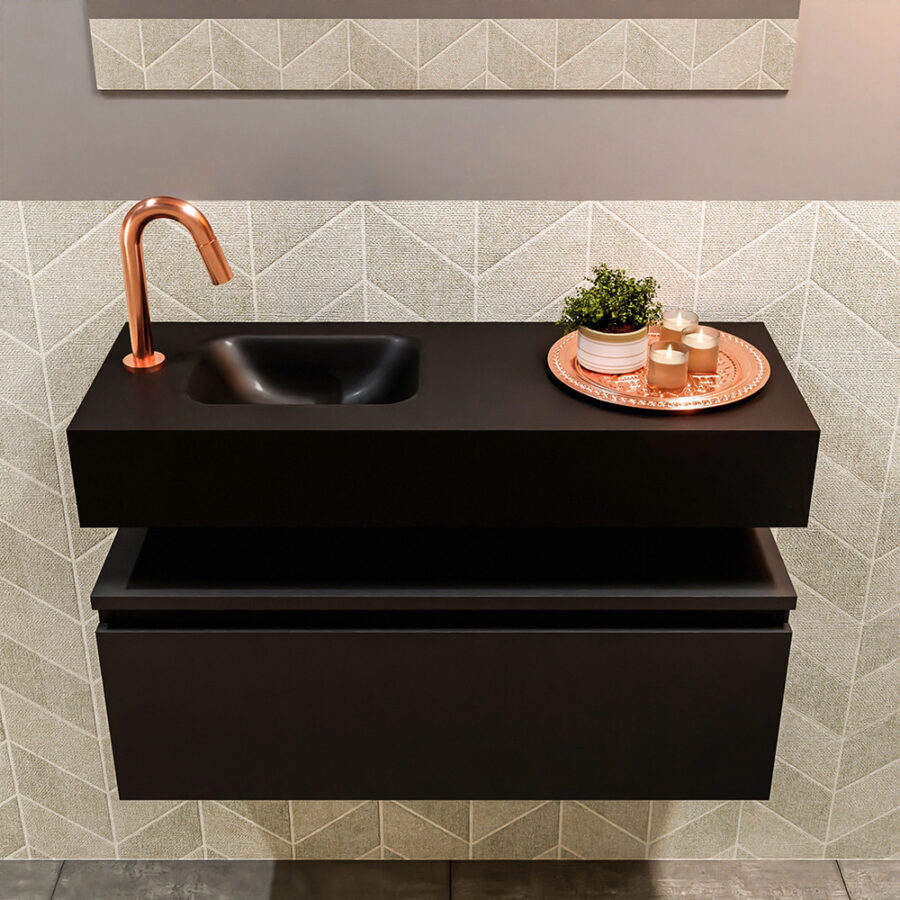 MONDIAZ ANDOR 80cm toiletmeubel urban. LEX 80cm wastafel urban positie links. Met 1 kraangat - Afbeelding 3