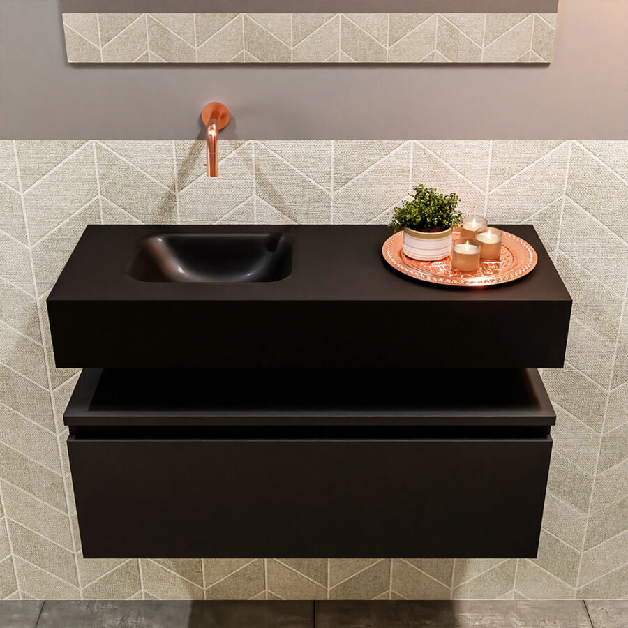 MONDIAZ ANDOR 80cm toiletmeubel urban. LEX 80cm wastafel urban positie links. Zonder kraangat - Afbeelding 3