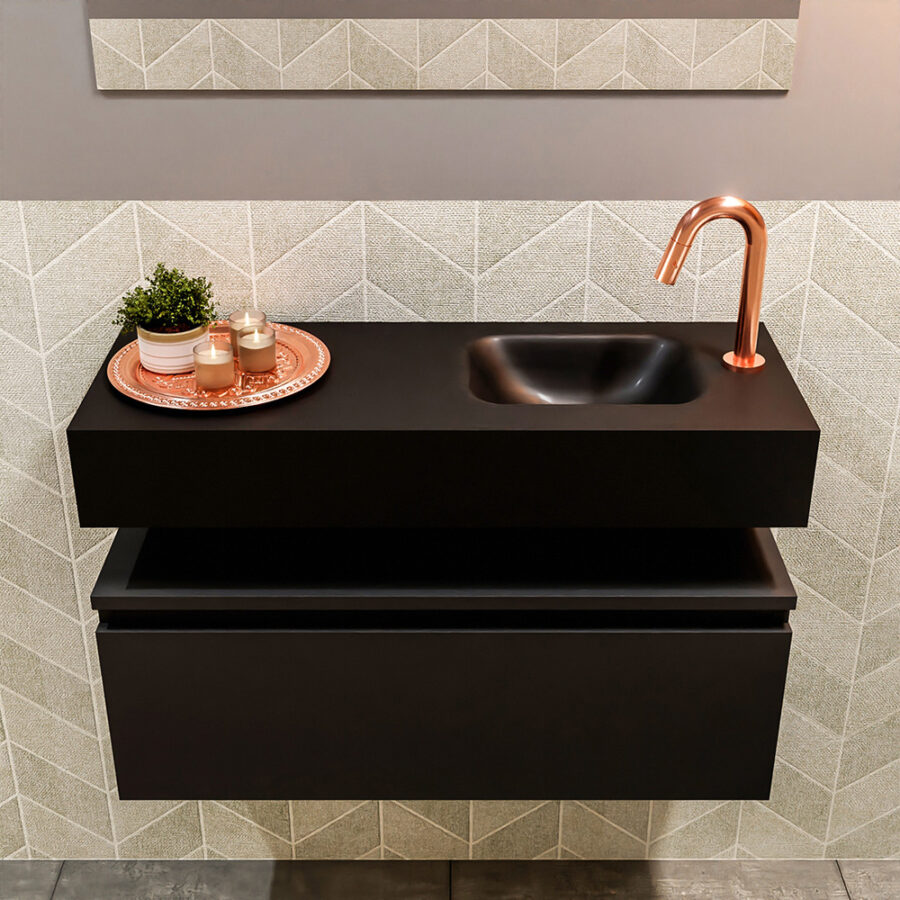 MONDIAZ ANDOR 80cm toiletmeubel urban. LEX 80cm wastafel urban positie rechts. Met 1 kraangat - Afbeelding 3