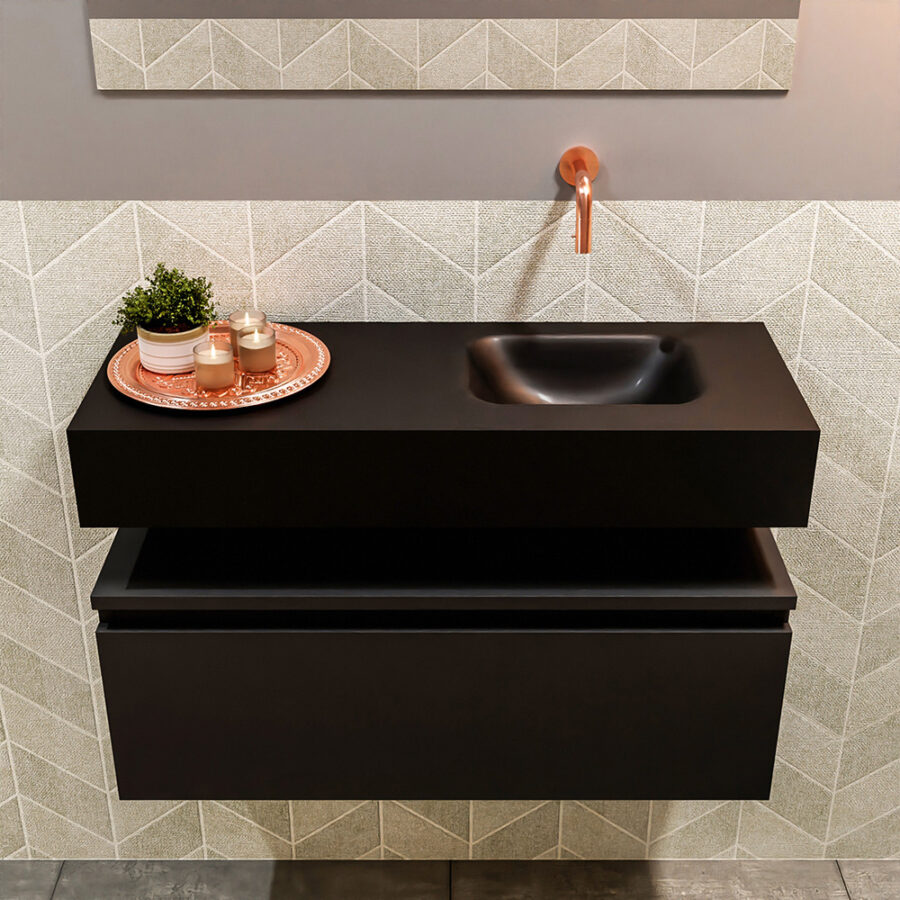 MONDIAZ ANDOR 80cm toiletmeubel urban. LEX 80cm wastafel urban positie rechts. Zonder kraangat - Afbeelding 3
