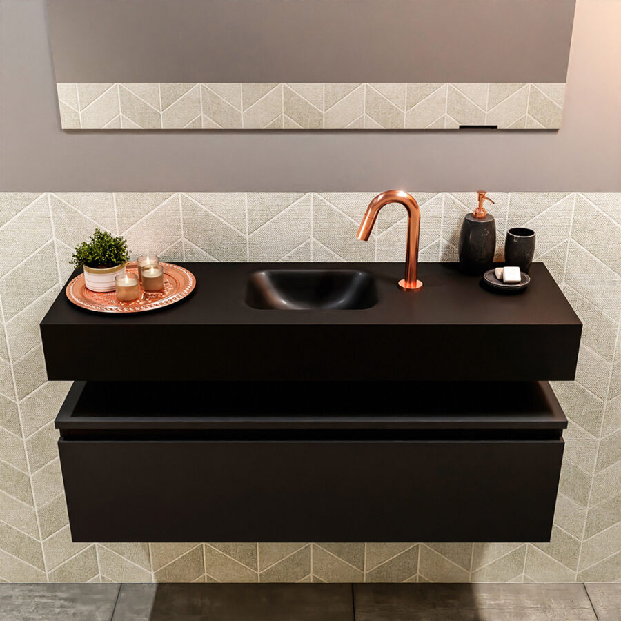 MONDIAZ ANDOR 100cm toiletmeubel urban. LEX 100cm wastafel urban positie midden. Met 1 kraangat - Afbeelding 3