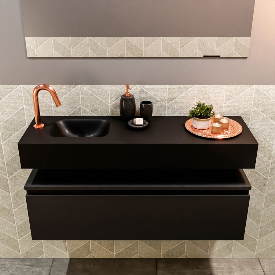 MONDIAZ ANDOR 100cm toiletmeubel urban. LEX 100cm wastafel urban positie links. Met 1 kraangat - Afbeelding 3