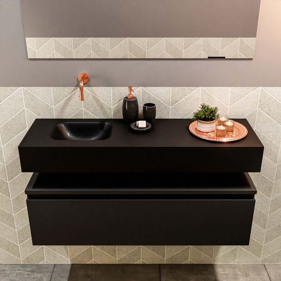 MONDIAZ ANDOR 100cm toiletmeubel urban. LEX 100cm wastafel urban positie links. Zonder kraangat - Afbeelding 3