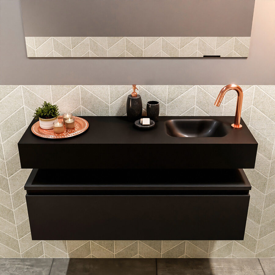 MONDIAZ ANDOR 100cm toiletmeubel urban. LEX 100cm wastafel urban positie rechts. Met 1 kraangat - Afbeelding 3