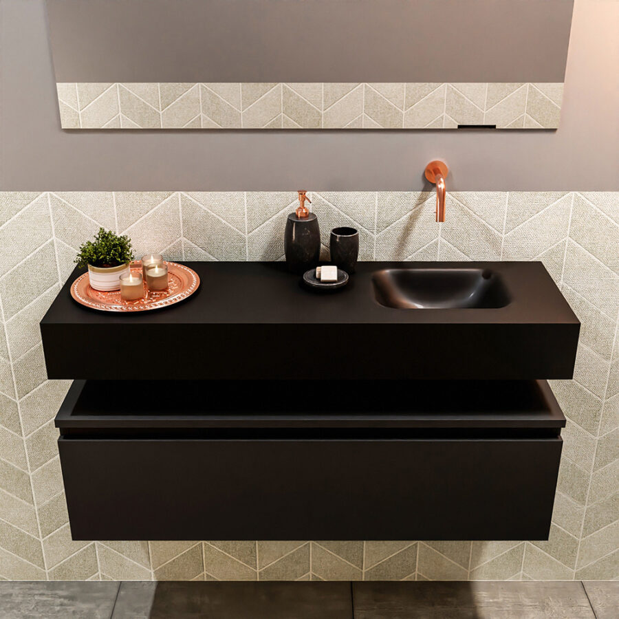 MONDIAZ ANDOR 100cm toiletmeubel urban. LEX 100cm wastafel urban positie rechts. Zonder kraangat - Afbeelding 3