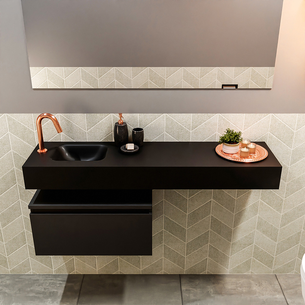 MONDIAZ ANDOR 60cm toiletmeubel urban. LEX 120cm wastafel urban positie links. Met 1 kraangat - Afbeelding 3