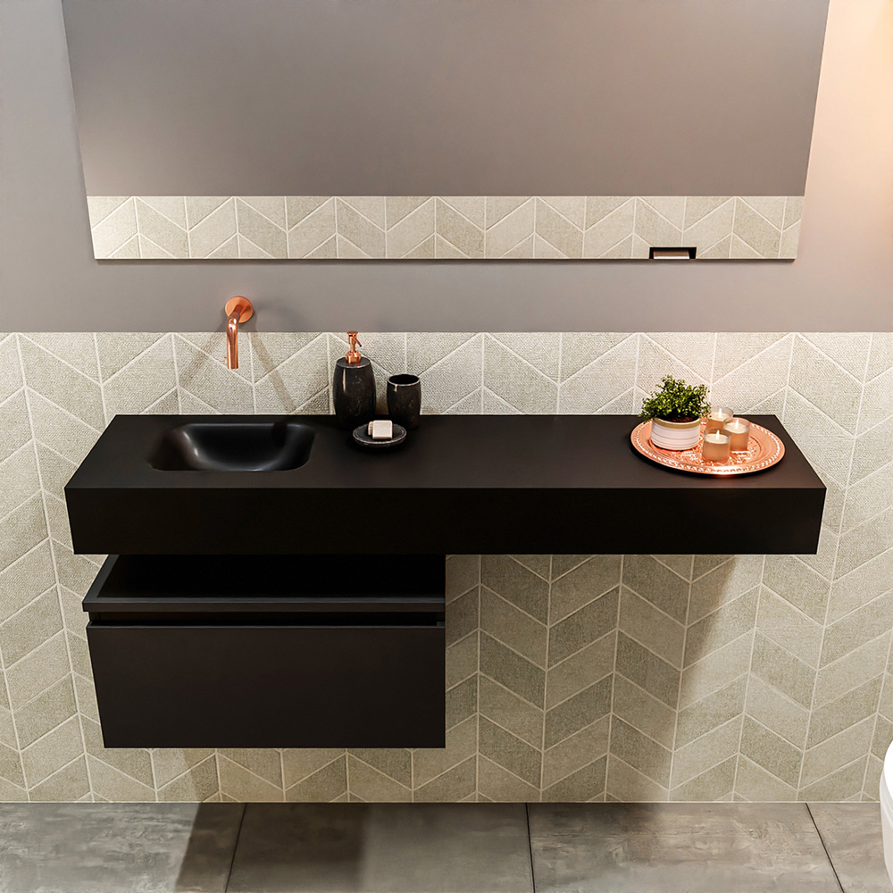 MONDIAZ ANDOR 60cm toiletmeubel urban. LEX 120cm wastafel urban positie links. Zonder kraangat - Afbeelding 3