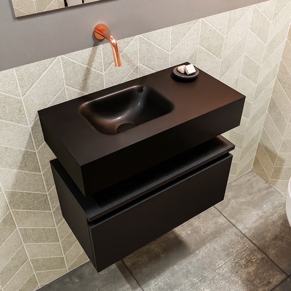 MONDIAZ ANDOR 60cm toiletmeubel urban. LEX 60cm wastafel urban positie links. Zonder kraangat - Afbeelding 2