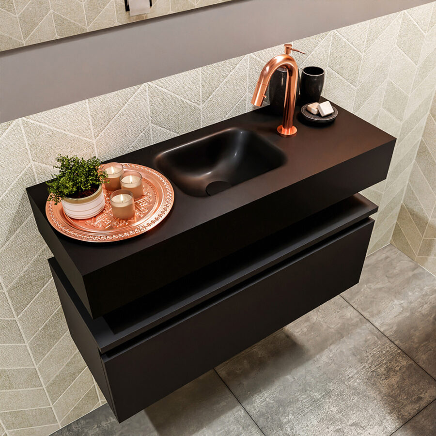 MONDIAZ ANDOR 80cm toiletmeubel urban. LEX 80cm wastafel urban positie midden. Met 1 kraangat - Afbeelding 2