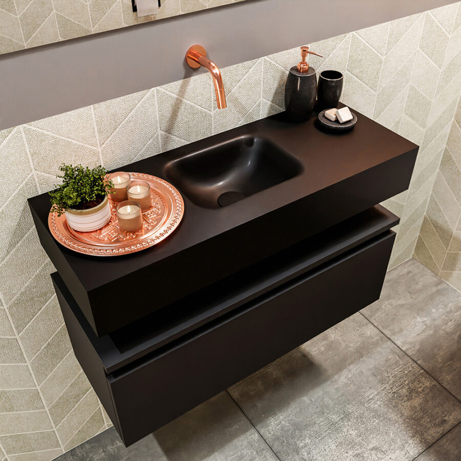 MONDIAZ ANDOR 80cm toiletmeubel urban. LEX 80cm wastafel urban positie midden. Zonder kraangat - Afbeelding 2