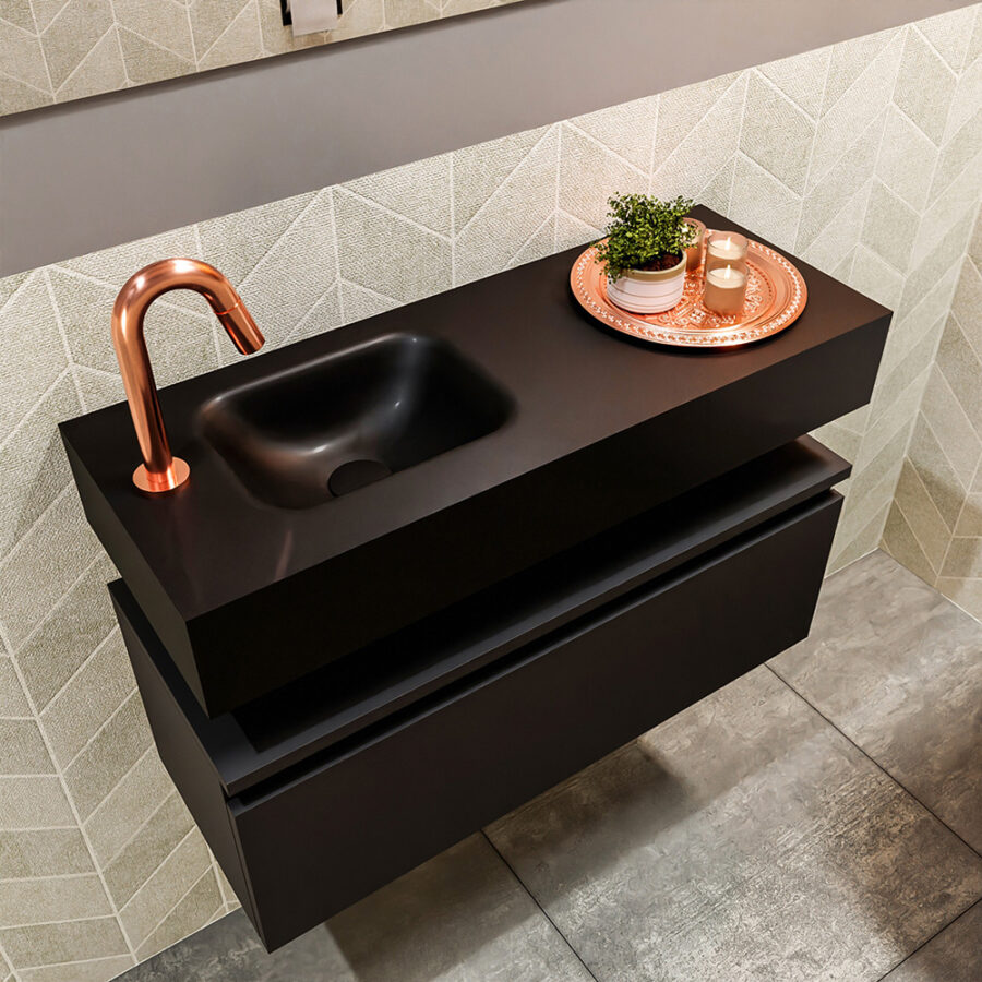 MONDIAZ ANDOR 80cm toiletmeubel urban. LEX 80cm wastafel urban positie links. Met 1 kraangat - Afbeelding 2