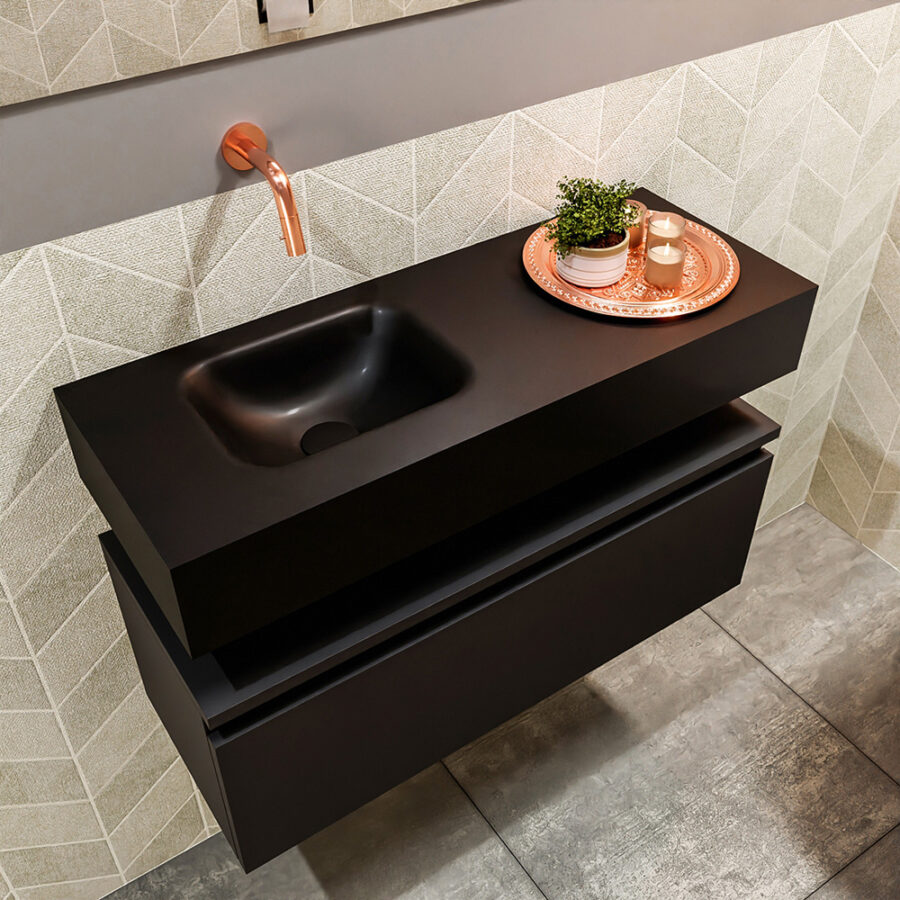 MONDIAZ ANDOR 80cm toiletmeubel urban. LEX 80cm wastafel urban positie links. Zonder kraangat - Afbeelding 2