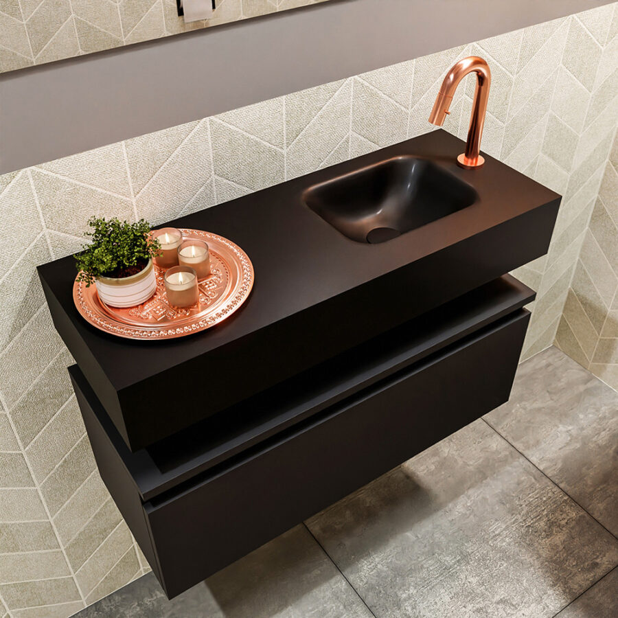 MONDIAZ ANDOR 80cm toiletmeubel urban. LEX 80cm wastafel urban positie rechts. Met 1 kraangat - Afbeelding 2