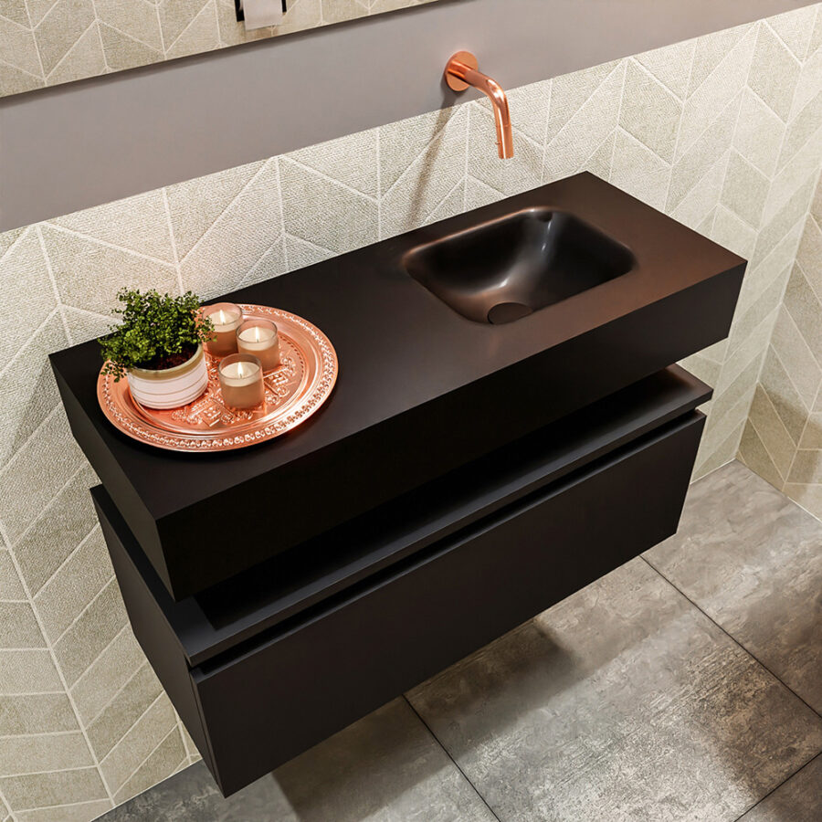 MONDIAZ ANDOR 80cm toiletmeubel urban. LEX 80cm wastafel urban positie rechts. Zonder kraangat - Afbeelding 2