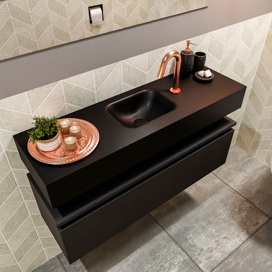 MONDIAZ ANDOR 100cm toiletmeubel urban. LEX 100cm wastafel urban positie midden. Met 1 kraangat - Afbeelding 2
