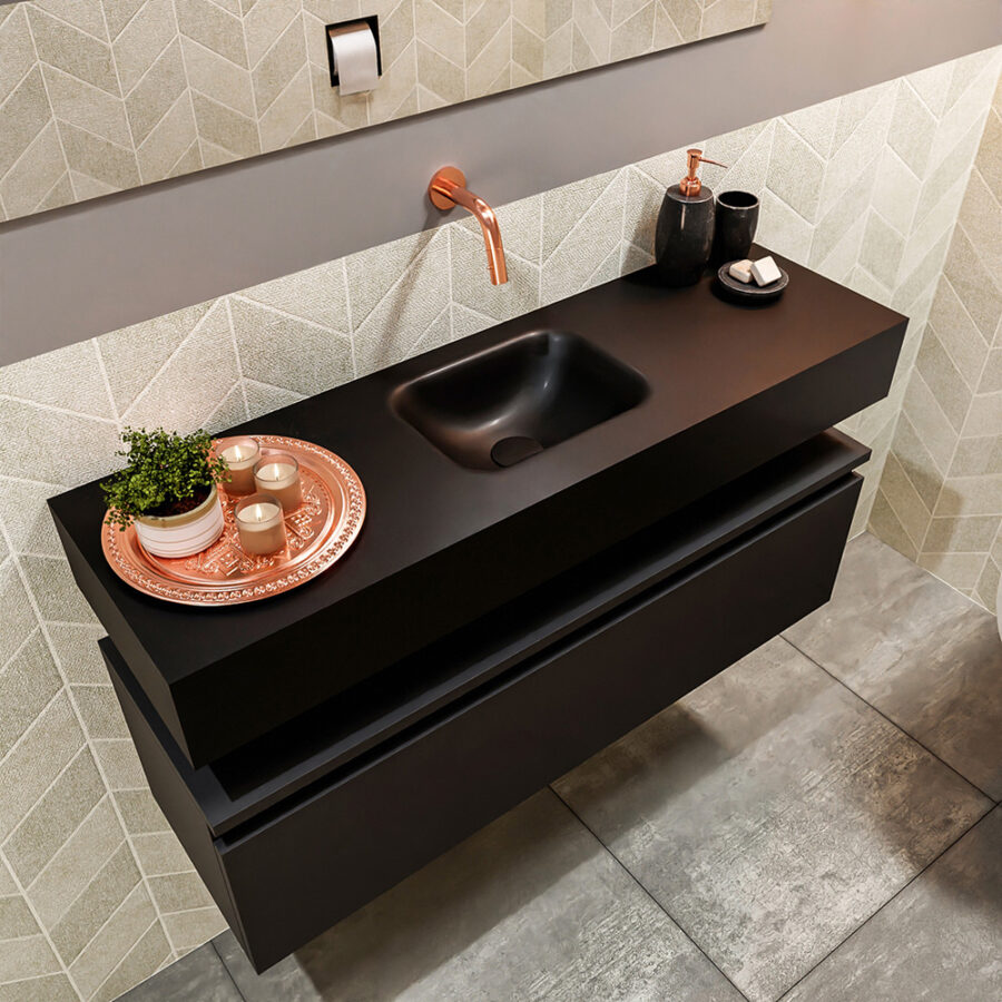 MONDIAZ ANDOR 100cm toiletmeubel urban. LEX 100cm wastafel urban positie midden. Zonder kraangat - Afbeelding 2
