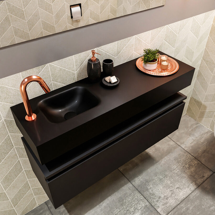MONDIAZ ANDOR 100cm toiletmeubel urban. LEX 100cm wastafel urban positie links. Met 1 kraangat - Afbeelding 2