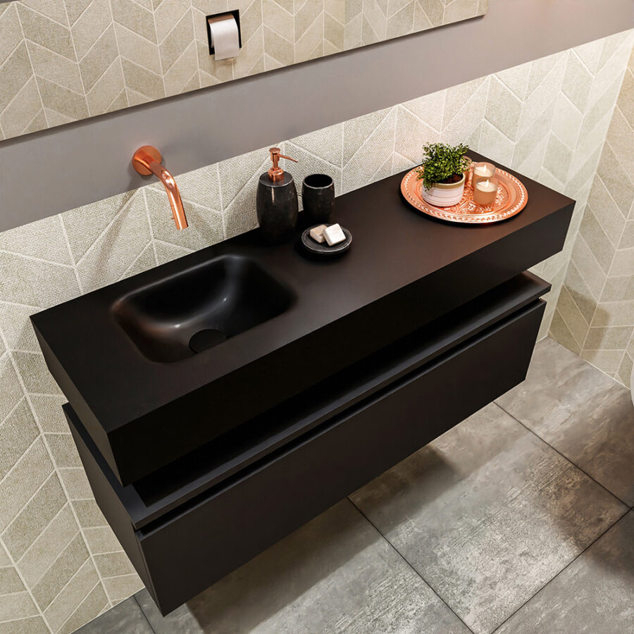 MONDIAZ ANDOR 100cm toiletmeubel urban. LEX 100cm wastafel urban positie links. Zonder kraangat - Afbeelding 2