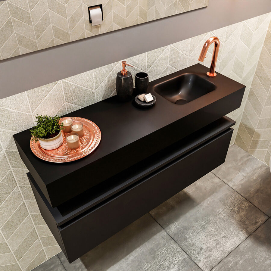 MONDIAZ ANDOR 100cm toiletmeubel urban. LEX 100cm wastafel urban positie rechts. Met 1 kraangat - Afbeelding 2