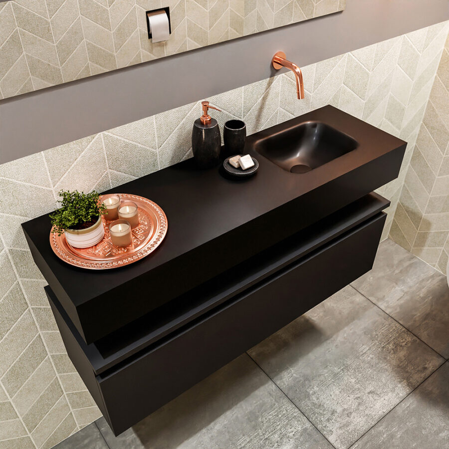 MONDIAZ ANDOR 100cm toiletmeubel urban. LEX 100cm wastafel urban positie rechts. Zonder kraangat - Afbeelding 2