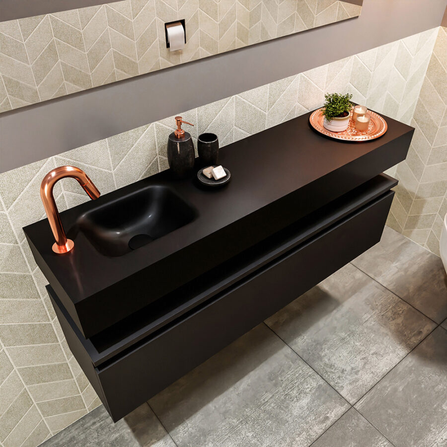 MONDIAZ ANDOR 120cm toiletmeubel urban. LEX 120cm wastafel urban positie links. Met 1 kraangat - Afbeelding 2