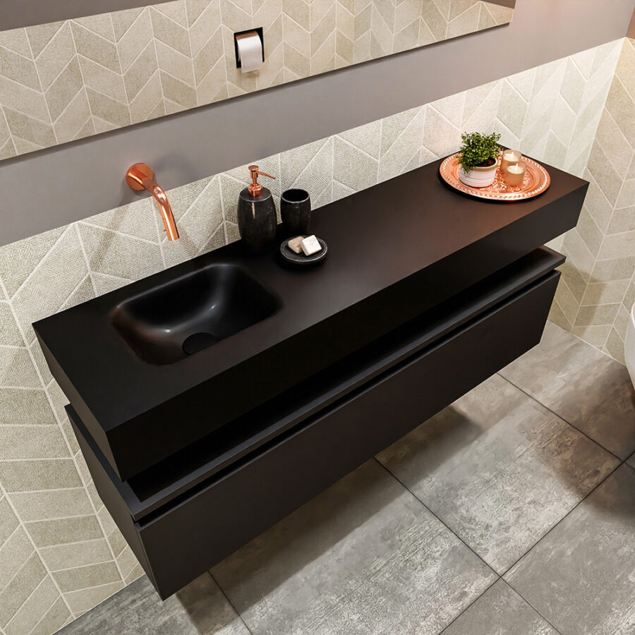 MONDIAZ ANDOR 120cm toiletmeubel urban. LEX 120cm wastafel urban positie links. Zonder kraangat - Afbeelding 2