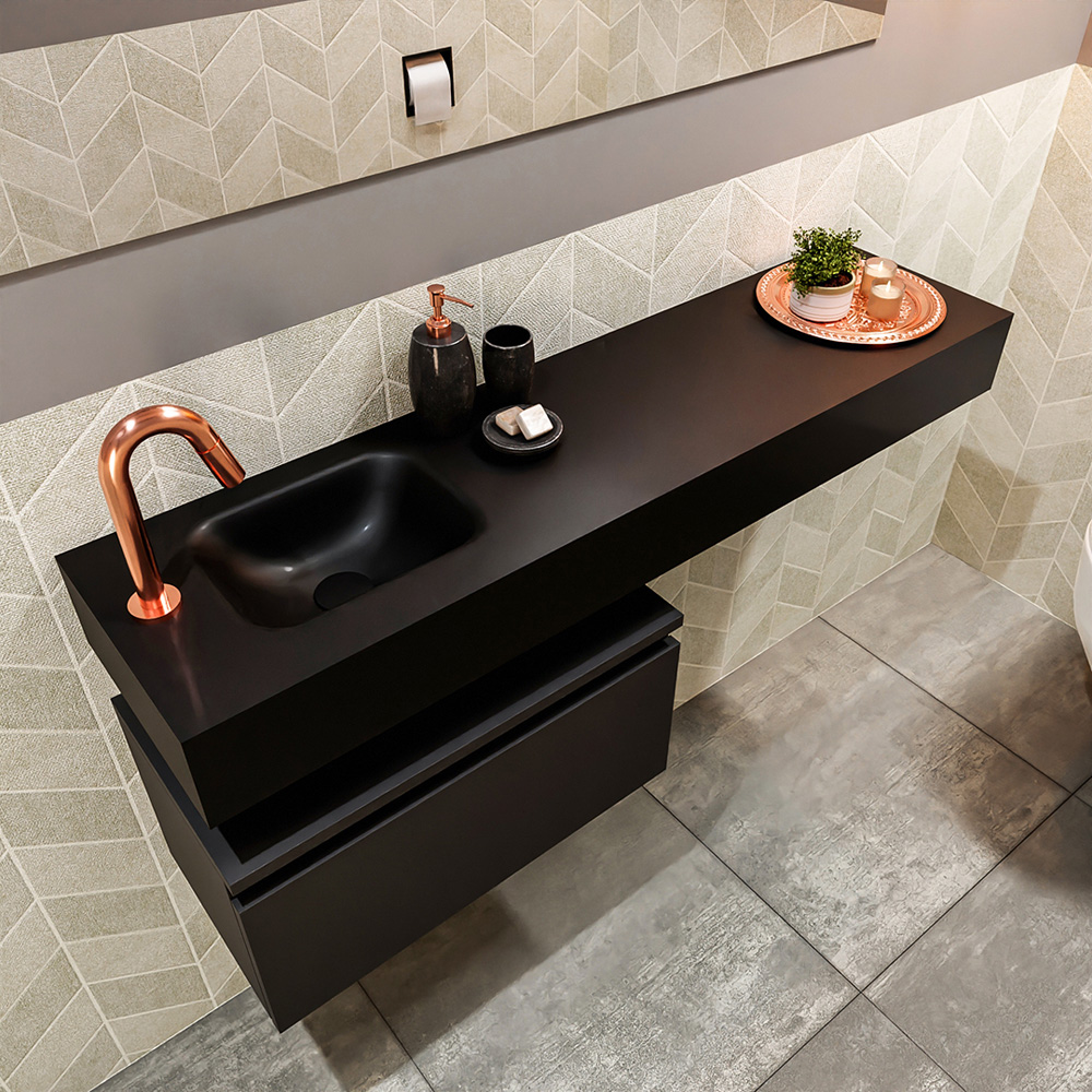 MONDIAZ ANDOR 60cm toiletmeubel urban. LEX 120cm wastafel urban positie links. Met 1 kraangat - Afbeelding 2