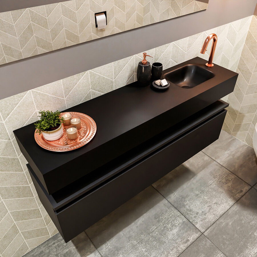 MONDIAZ ANDOR 120cm toiletmeubel urban. LEX 120cm wastafel urban positie rechts. Met 1 kraangat - Afbeelding 2