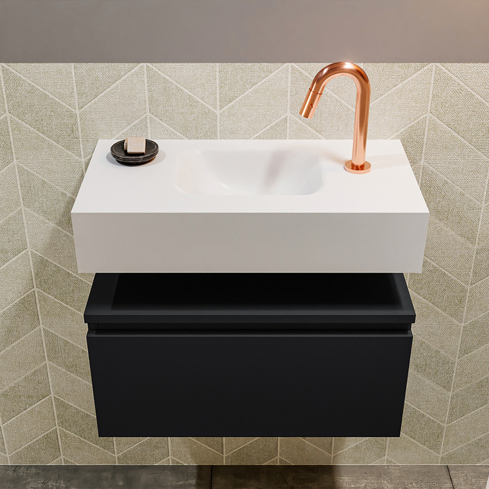 MONDIAZ ANDOR 60cm toiletmeubel urban. LEX 60cm wastafel talc positie midden. Met 1 kraangat - Afbeelding 3