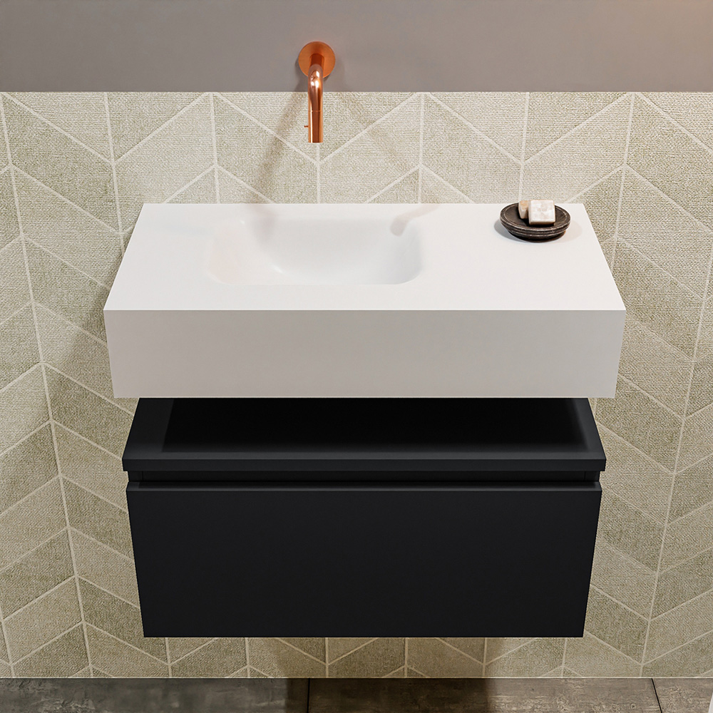 MONDIAZ ANDOR 60cm toiletmeubel urban. LEX 60cm wastafel talc positie links. Zonder kraangat - Afbeelding 3