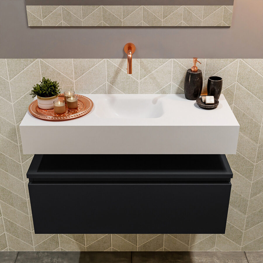 MONDIAZ ANDOR 80cm toiletmeubel urban. LEX 80cm wastafel talc positie midden. Zonder kraangat - Afbeelding 3