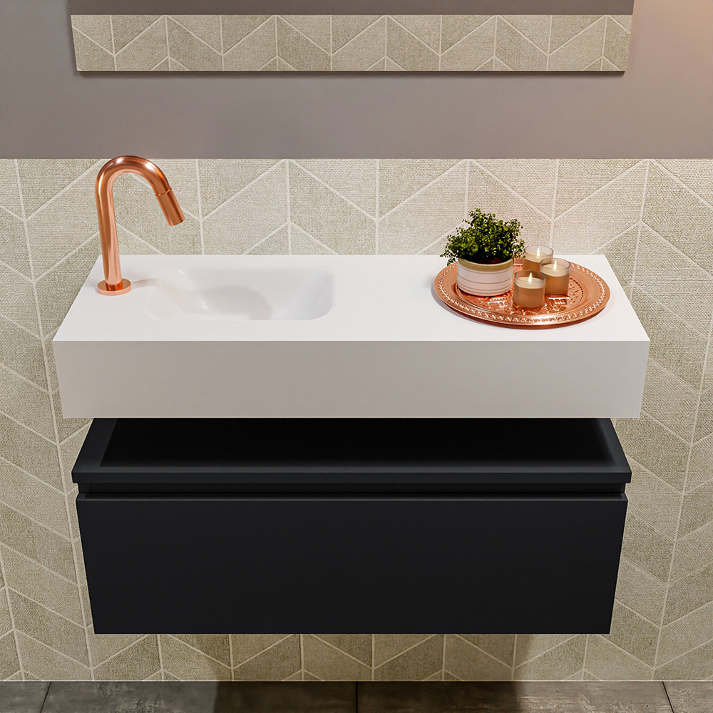 MONDIAZ ANDOR 80cm toiletmeubel urban. LEX 80cm wastafel talc positie links. Met 1 kraangat - Afbeelding 3